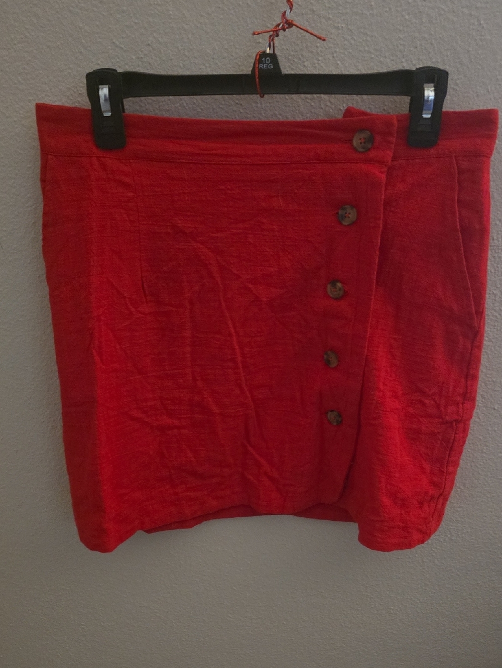 HYFVE Red Button-Front Mini Skirt